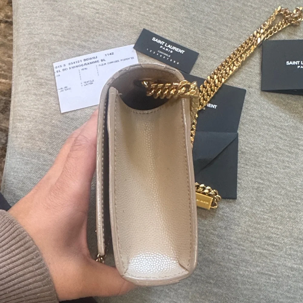 Saint Laurent Taupe Crossbody with Gold Chain - Picture 5 of 6